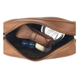Parker Saddle Brown Leather Toiletry Bag