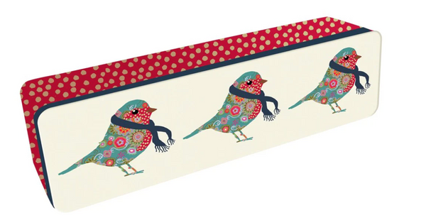 Embossed Patchwork Robin Butter Shortbread Tin