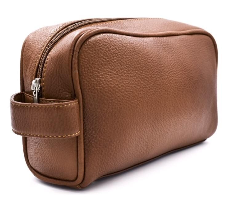 Parker Saddle Brown Leather Toiletry Bag